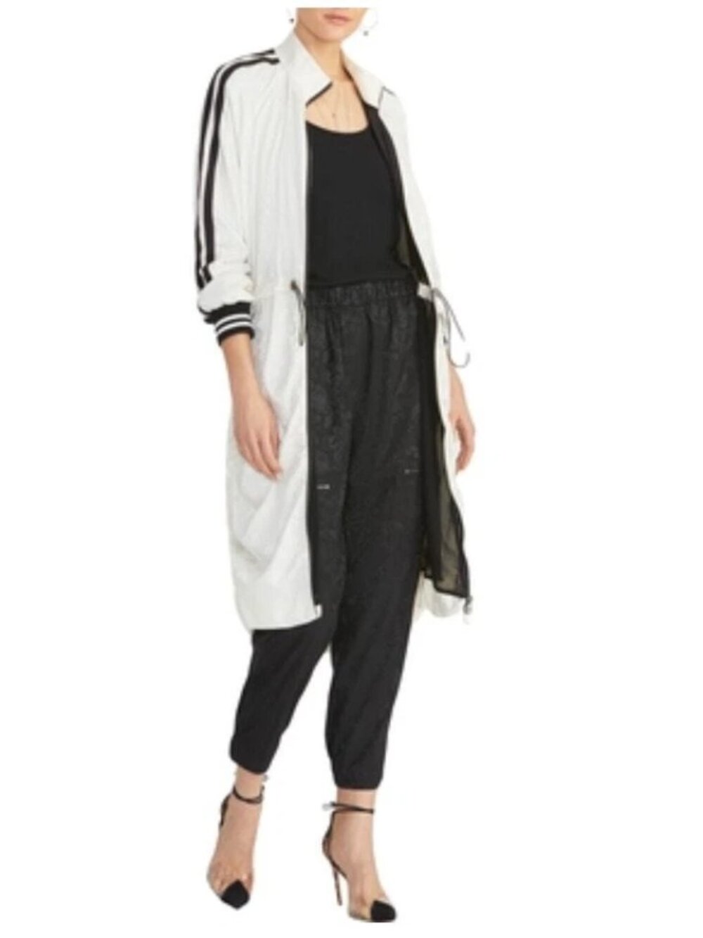 RACHEL ROY new Jacquard Anorak Dress Drawstring Full Zip Duster Coat Womens M